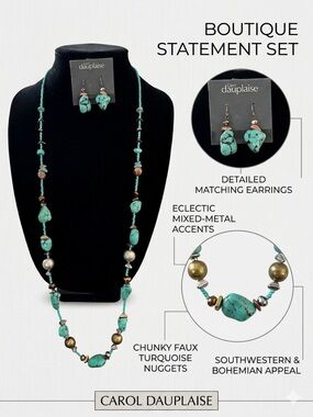 Southwestern Faux Turquoise Statement Jewelry Set